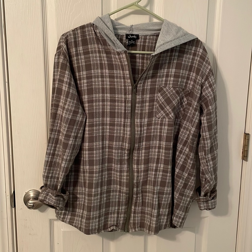 zip-up hooded jacket
